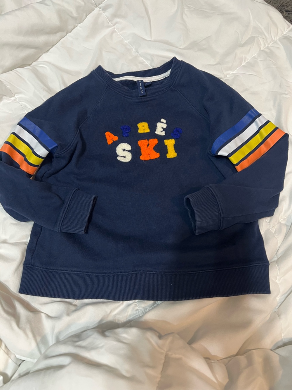 Janie and Jack Sweatshirt for Kids - Navy with Multicolor Patchwork size 7